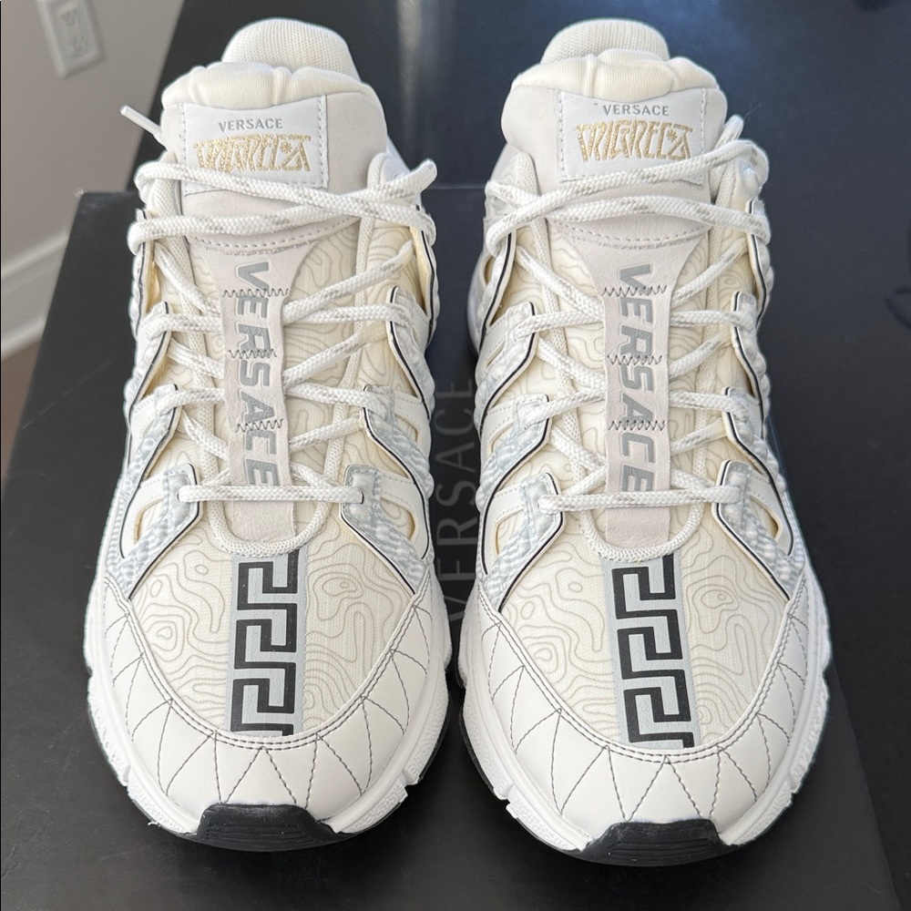 Versace Cream and Gray Athletic Shoes